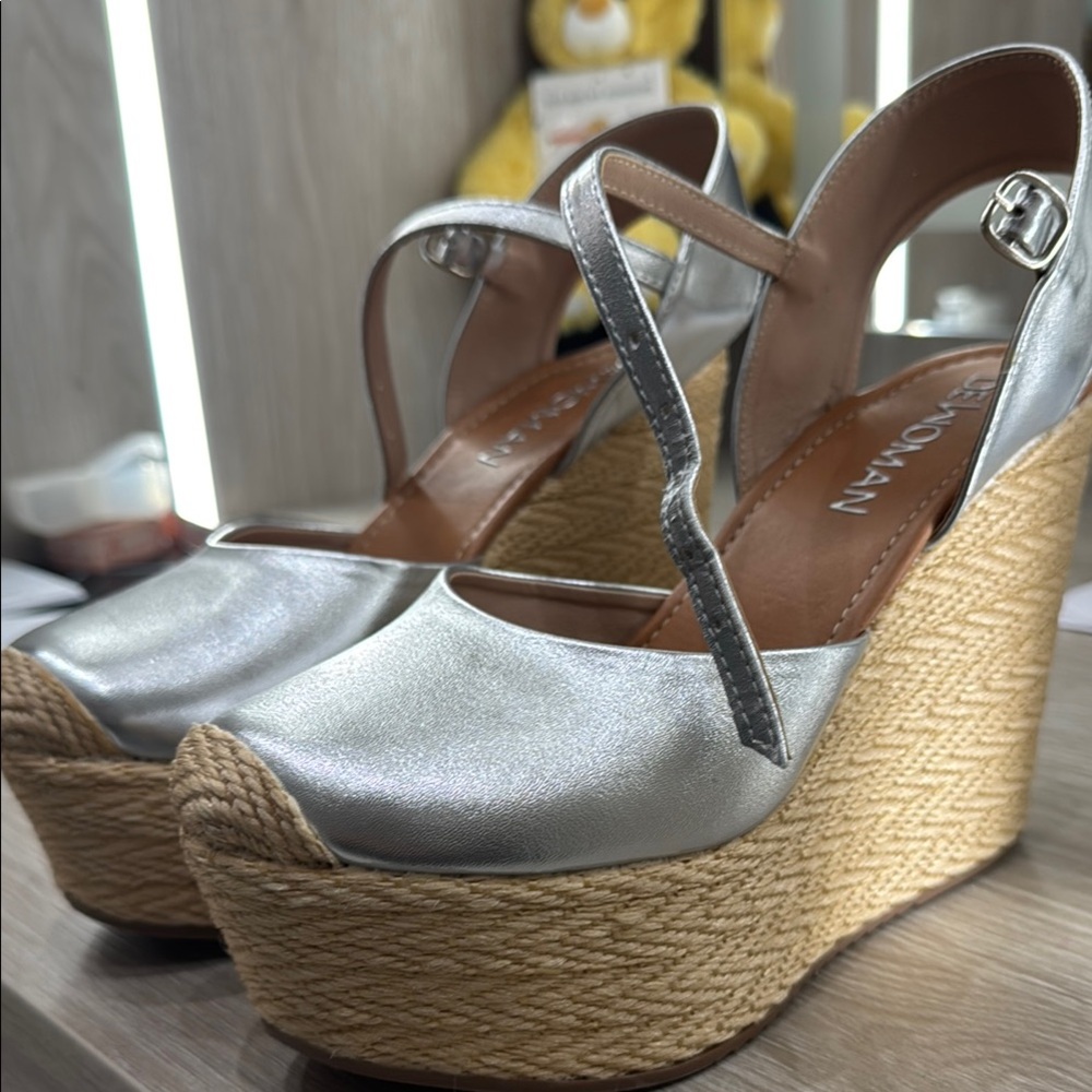 Silver Wedge Sandals by Unknown Brand